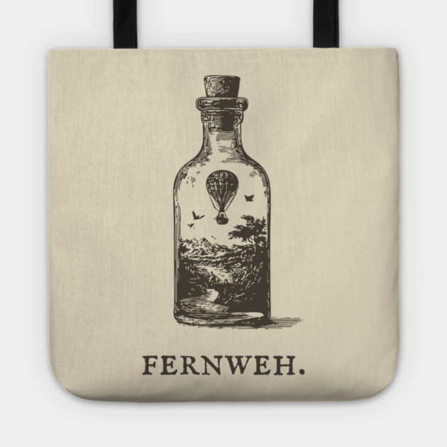Fernweh Hot Air Balloon in a Bottle Illustration Tote by TuncGK