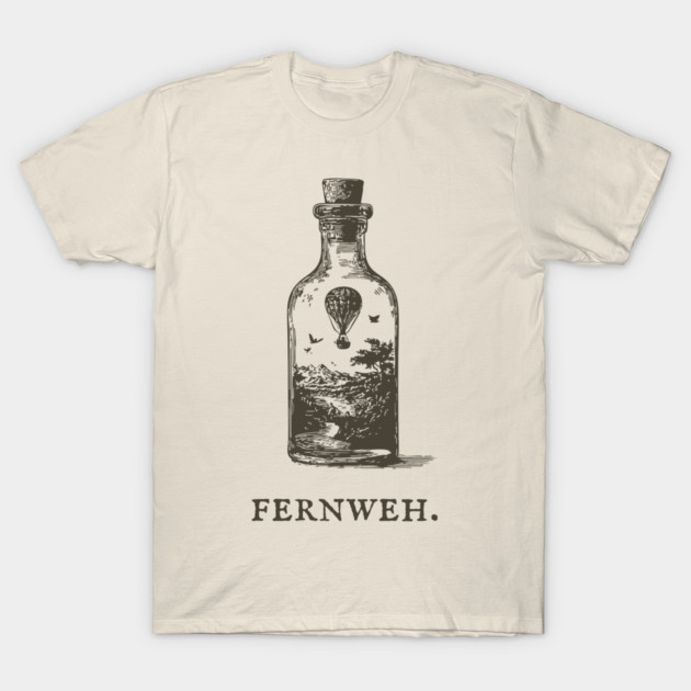 Fernweh Hot Air Balloon in a Bottle Illustration T-Shirt by TuncGK