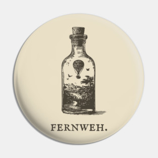 Fernweh Hot Air Balloon in a Bottle Illustration Pin