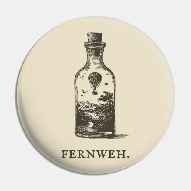 Fernweh Hot Air Balloon in a Bottle Illustration Pin by TuncGK