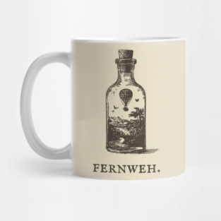 Fernweh Hot Air Balloon in a Bottle Illustration Mug