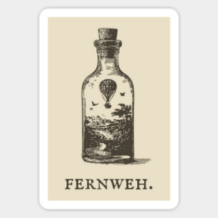 Fernweh Hot Air Balloon in a Bottle Illustration Sticker