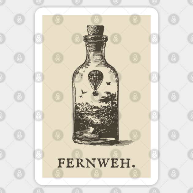 Fernweh Hot Air Balloon in a Bottle Illustration Sticker by TuncGK