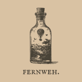 Fernweh Hot Air Balloon in a Bottle Illustration T-Shirt