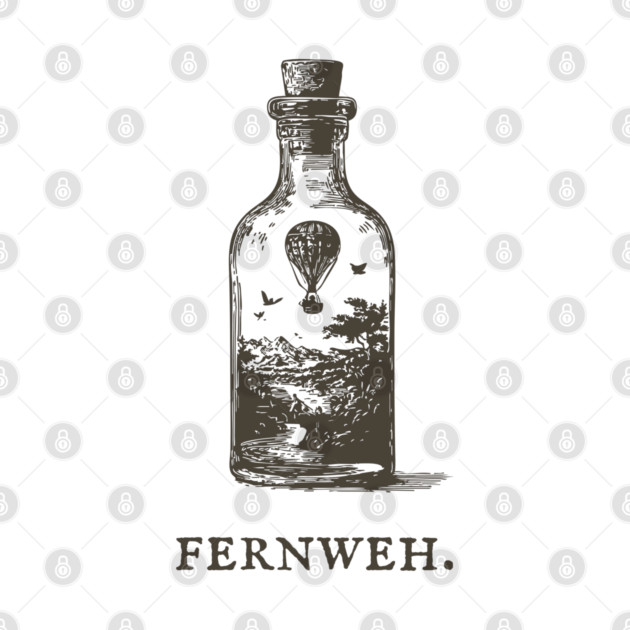 Fernweh Hot Air Balloon in a Bottle Illustration by TuncGK
