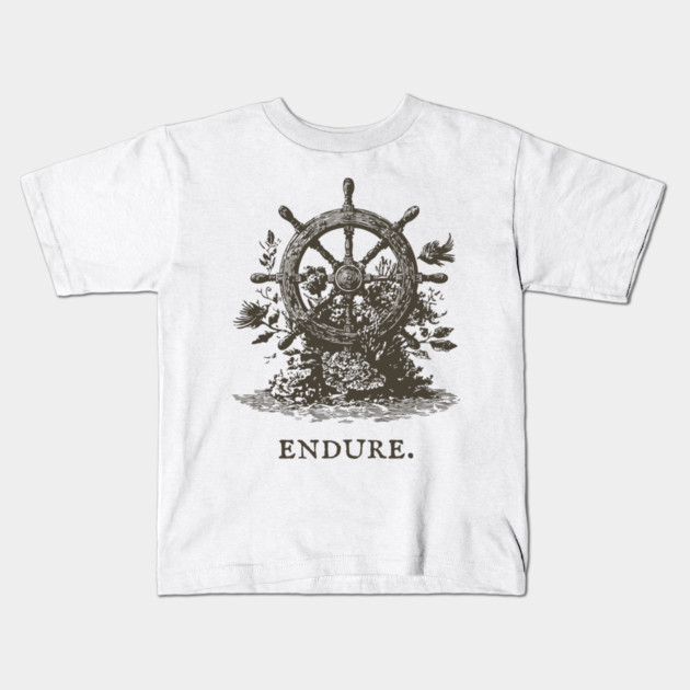 Endure Overgrown Ship's Wheel Illustration Kids T-Shirt by TuncGK