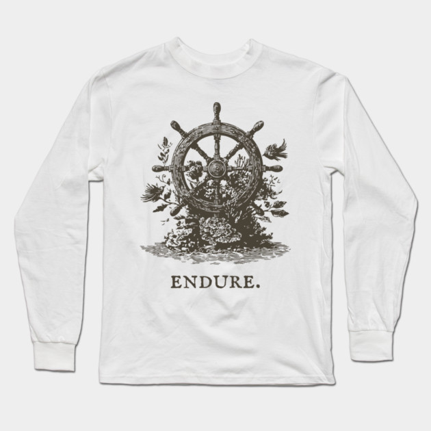 Endure Overgrown Ship's Wheel Illustration Long Sleeve T-Shirt by TuncGK