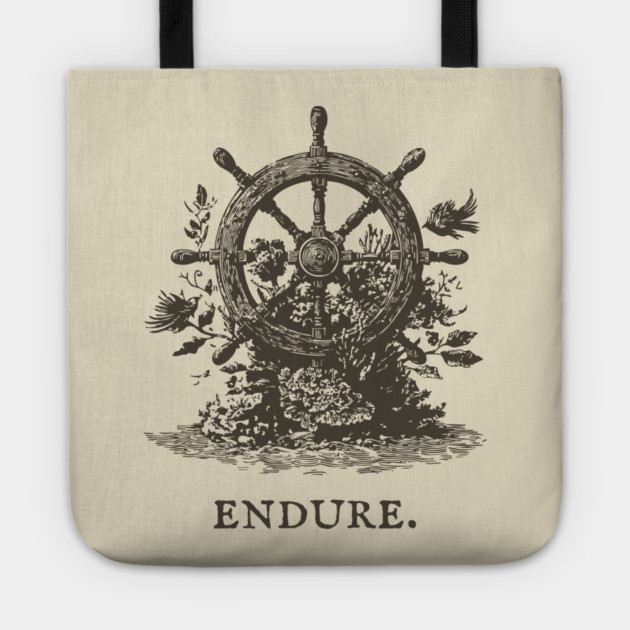 Endure Overgrown Ship's Wheel Illustration Tote by TuncGK