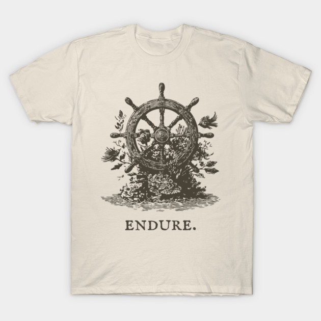 Endure Overgrown Ship's Wheel Illustration T-Shirt by TuncGK