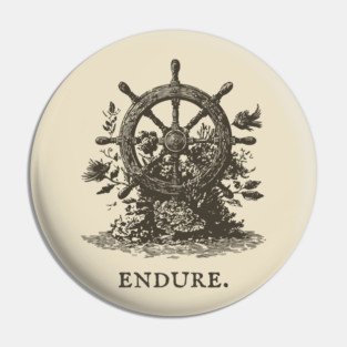 Endure Overgrown Ship's Wheel Illustration Pin