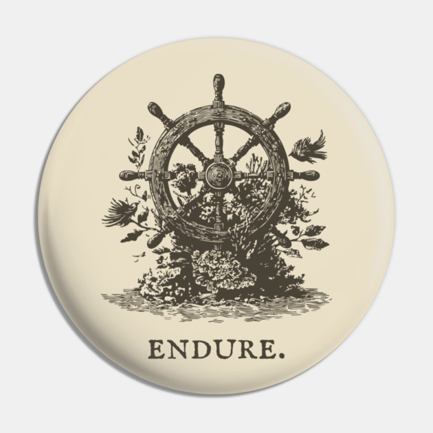 Endure Overgrown Ship's Wheel Illustration Pin by TuncGK
