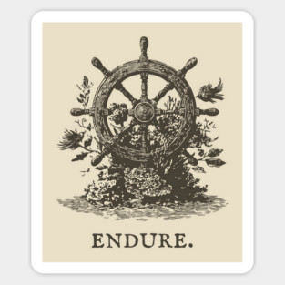 Endure Overgrown Ship's Wheel Illustration Sticker