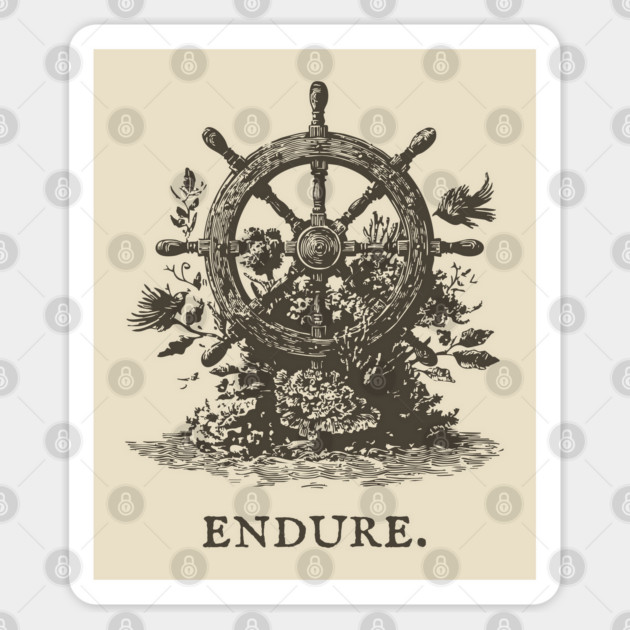 Endure Overgrown Ship's Wheel Illustration Sticker by TuncGK