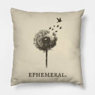 Ephemeral Dandelion Seeds to Birds Illustration Pillow