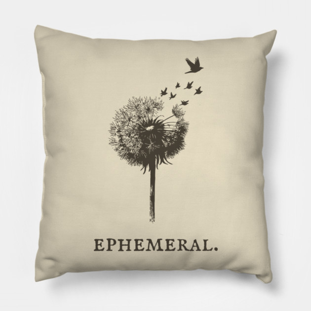 Ephemeral Dandelion Seeds to Birds Illustration Pillow by TuncGK