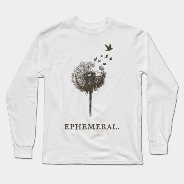Ephemeral Dandelion Seeds to Birds Illustration Long Sleeve T-Shirt by TuncGK