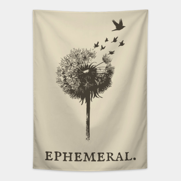 Ephemeral Dandelion Seeds to Birds Illustration Tapestry by TuncGK