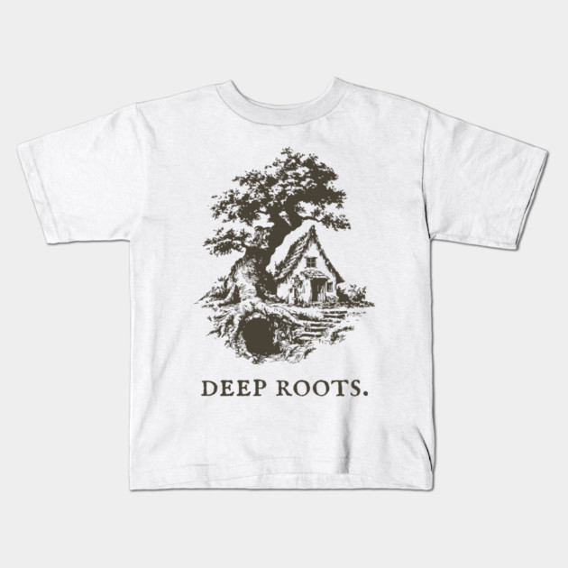 Deep Roots Tree House Fantasy Illustration Kids T-Shirt by TuncGK