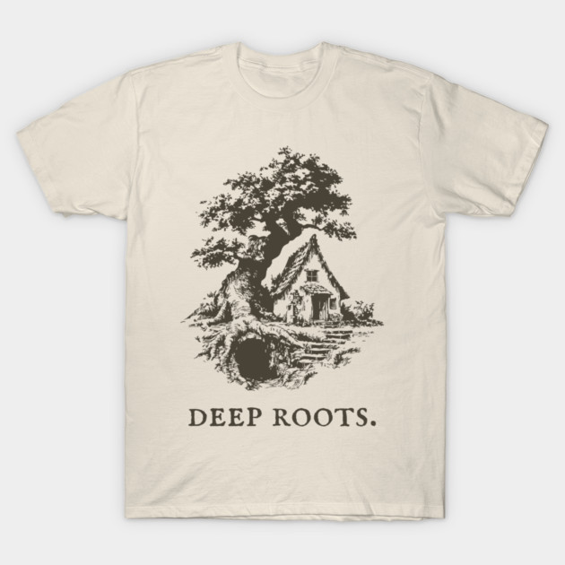Deep Roots Tree House Fantasy Illustration T-Shirt by TuncGK