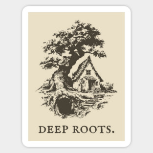 Deep Roots Tree House Fantasy Illustration Sticker