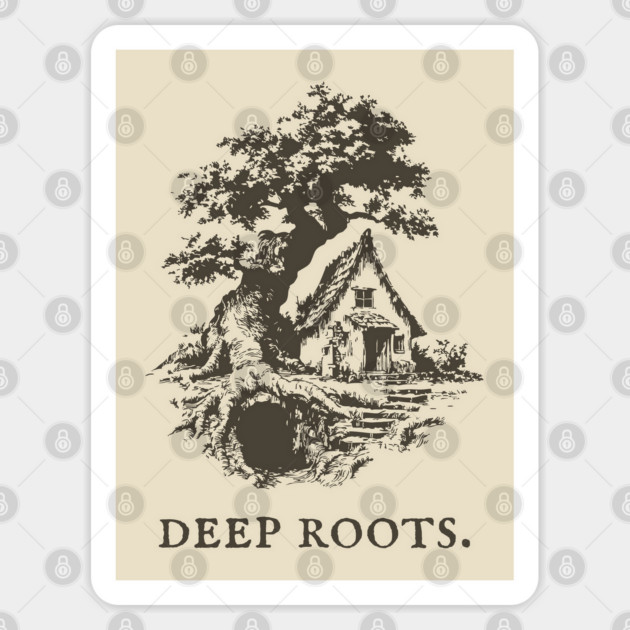 Deep Roots Tree House Fantasy Illustration Sticker by TuncGK