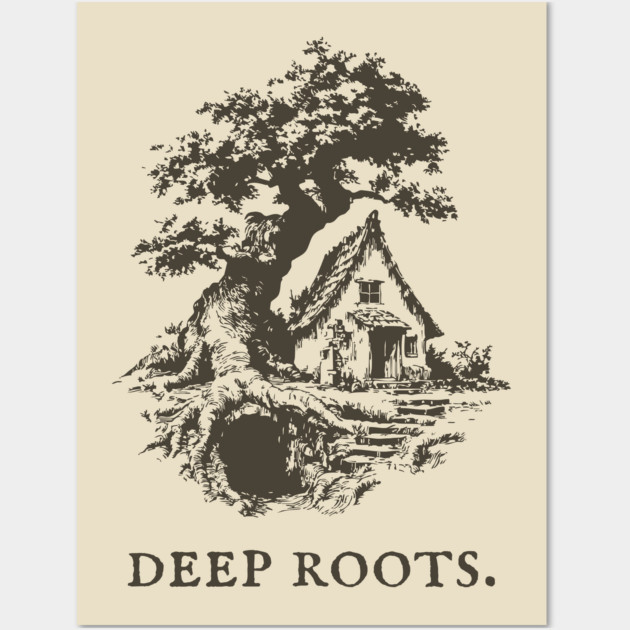 Deep Roots Tree House Fantasy Illustration Wall Art by TuncGK