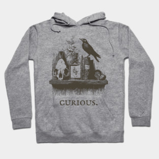 Curious Crow and Cabinet of Curiosities Illustration Hoodie