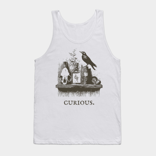 Curious Crow and Cabinet of Curiosities Illustration Tank Top by TuncGK