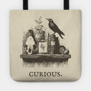Curious Crow and Cabinet of Curiosities Illustration Tote