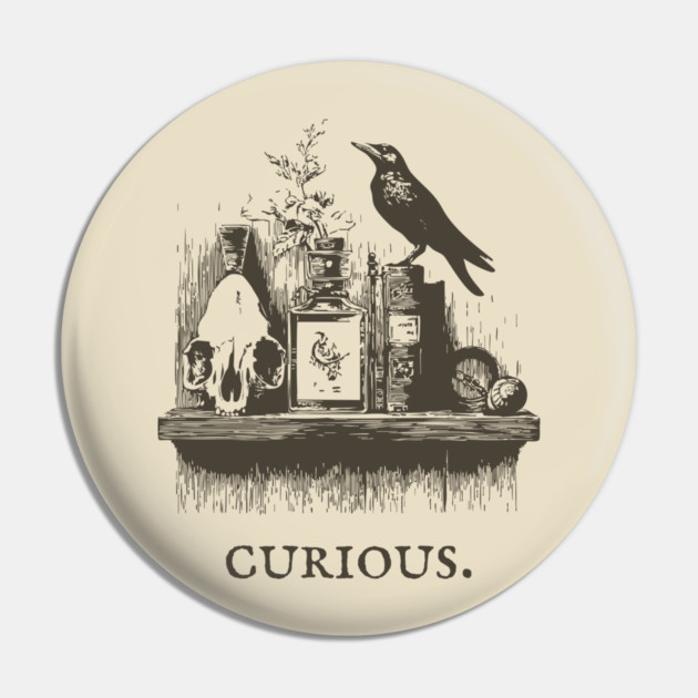 Curious Crow and Cabinet of Curiosities Illustration Pin by TuncGK