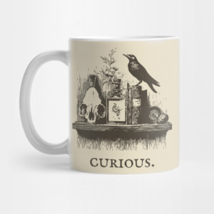 Curious Crow and Cabinet of Curiosities Illustration Mug