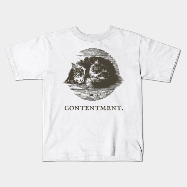 Contentment Sleeping Cat Illustration Kids T-Shirt by TuncGK
