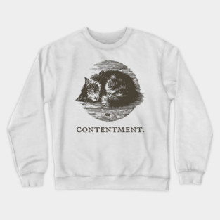 Contentment Sleeping Cat Illustration Crewneck Sweatshirt