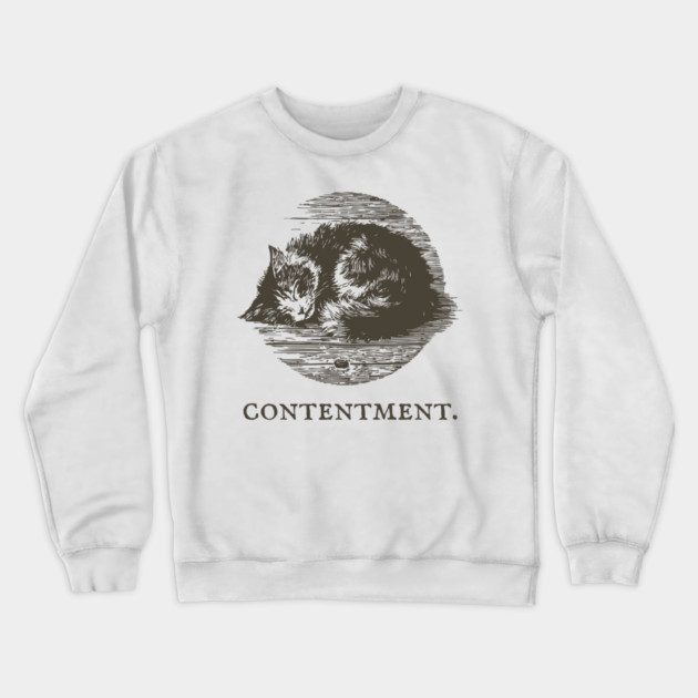 Contentment Sleeping Cat Illustration Crewneck Sweatshirt by TuncGK