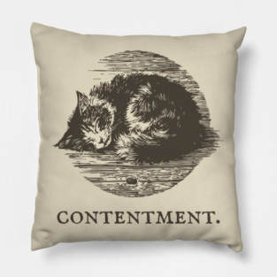 Contentment Sleeping Cat Illustration Pillow