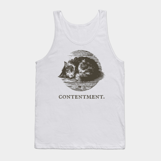 Contentment Sleeping Cat Illustration Tank Top by TuncGK