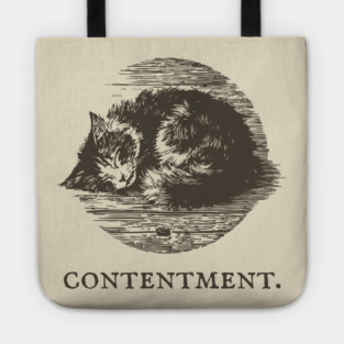 Contentment Sleeping Cat Illustration Tote