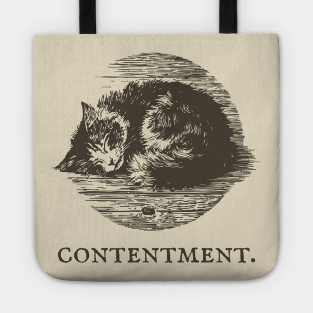 Contentment Sleeping Cat Illustration Tote by TuncGK