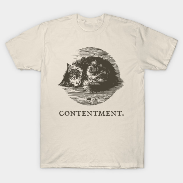 Contentment Sleeping Cat Illustration T-Shirt by TuncGK