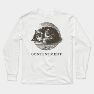 Contentment Sleeping Cat Illustration Long Sleeve T-Shirt