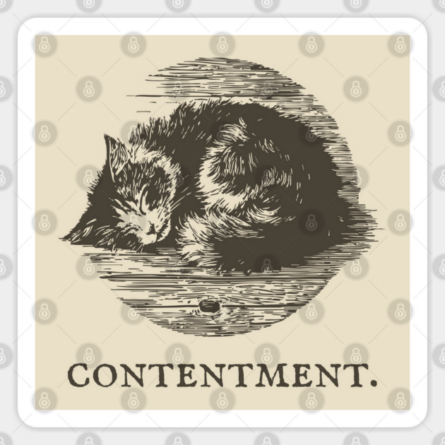 Contentment Sleeping Cat Illustration Sticker by TuncGK