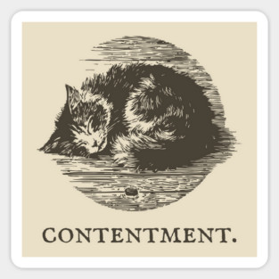 Contentment Sleeping Cat Illustration Magnet