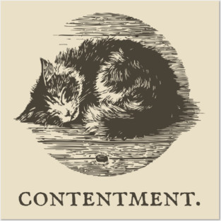 Contentment Sleeping Cat Illustration Posters and Art