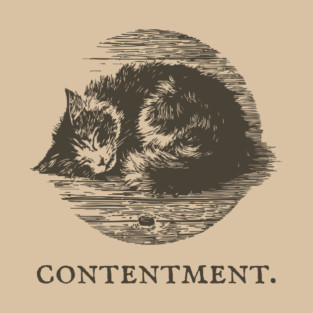 Contentment Sleeping Cat Illustration T-Shirt