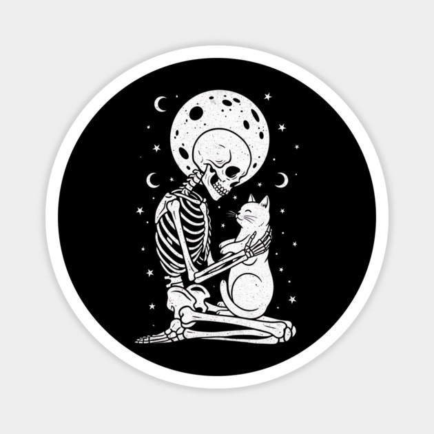 Skeleton & Cat Love Magnet by Designed By Marty