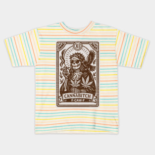 F-CAW-F Cannabitch Skeleton with Weed and Raven vintage style Kids T-Shirt