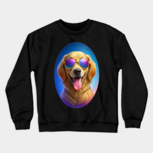 Cool Golden Retriever Dog With Sunglasses – Funny Design Crewneck Sweatshirt