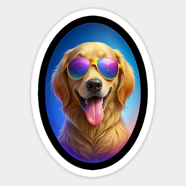 Cool Golden Retriever Dog With Sunglasses – Funny Design Magnet by IamActiveDog