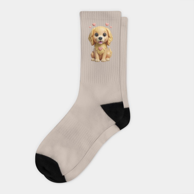 Cute Golden Retriever Puppy – Adorable Dog Lover Design Socks by IamActiveDog