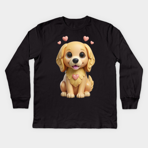 Cute Golden Retriever Puppy – Adorable Dog Lover Design Kids Long Sleeve T-Shirt by IamActiveDog